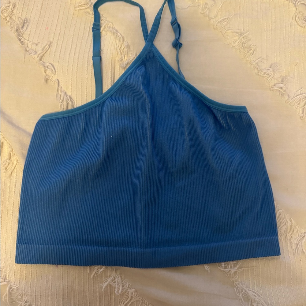Blue Athletic Tank Top with Spaghetti Straps